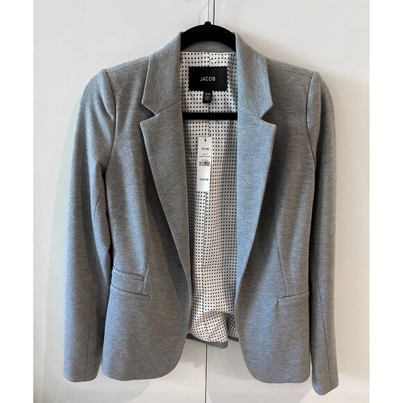 Grey Blazer Jacket Womens Size XS Casual Long Sleeve Jersey Knit - Picture 2 of 9